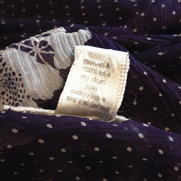 Anthropologie Trinity Purple 100% Silk Empire Waist 90s Sheer Floral Mini-Dress - Picture 5 of 15